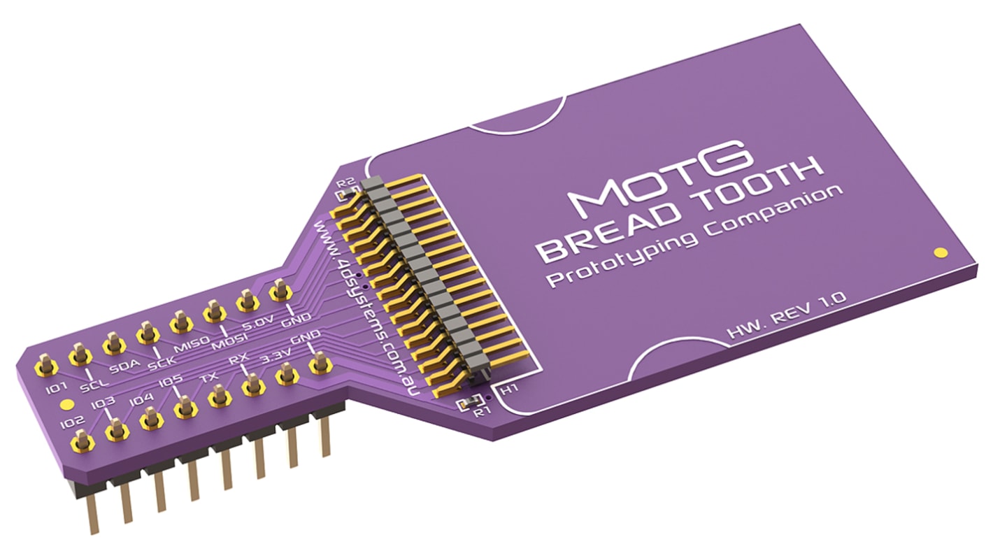 Sada rozhraní displeje MOTG-BREADTOOTH pro Moduly displeje LCD gen4 4D Systems I2C, SPI, UART MOTG Breadtooth Breakout