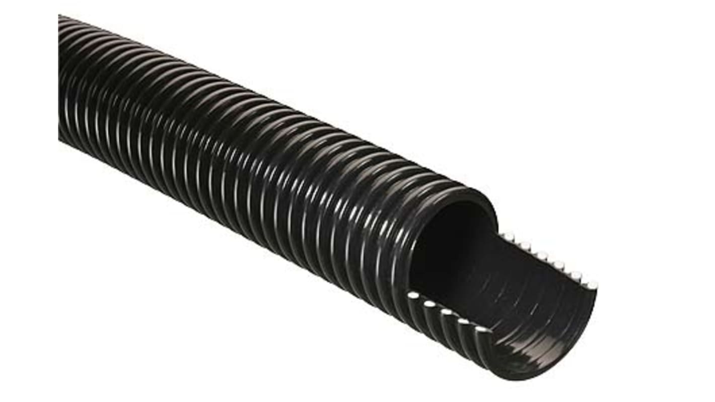 RS PRO Hose Pipe, PVC, 12mm ID, 16.5mm OD, Black, 30m