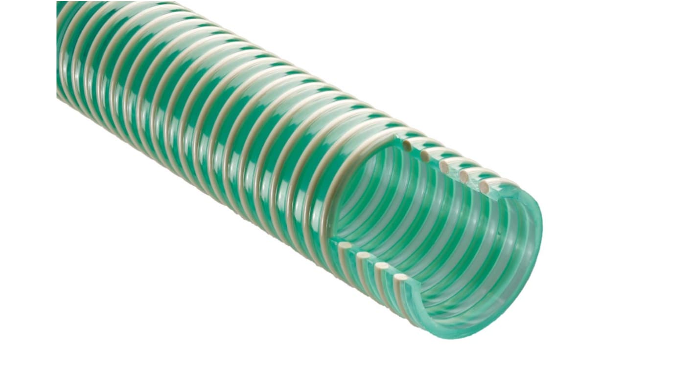 RS PRO Hose Pipe, PVC, 40.3mm ID, 47.6mm OD, Green, 10m