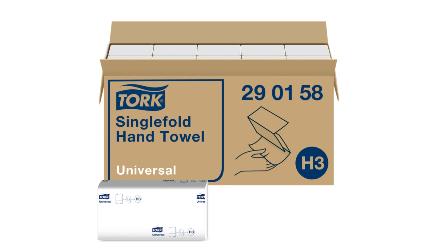 Toalla de Papel Tork UNIVERSAL / Plegado Blanco de 1 capa, 300 Hojas de 115 x 230 (Folded) mm, 230 x 230 (Unfolded) mm