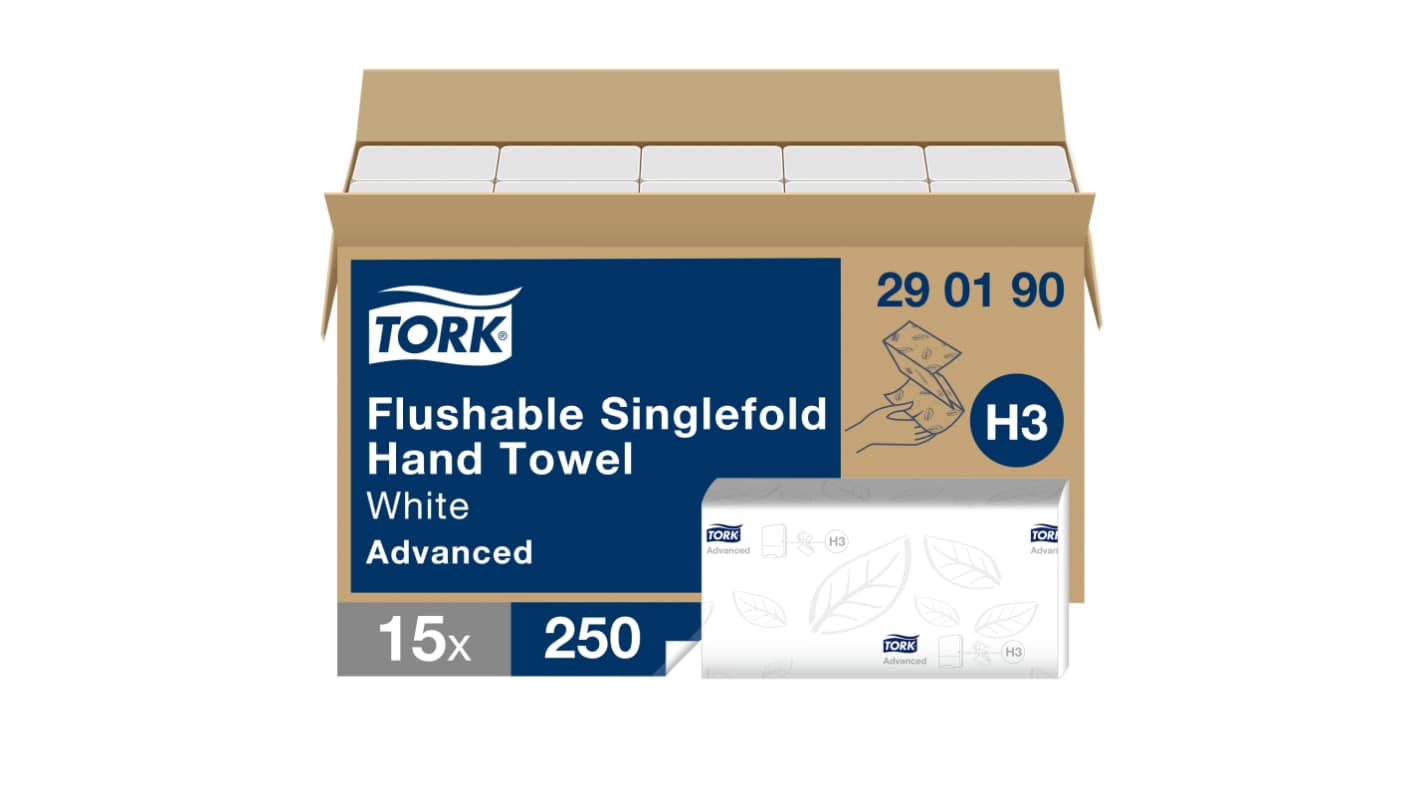 290190 Tork Flushable Singlefold Hand Towel Advanced Folded White