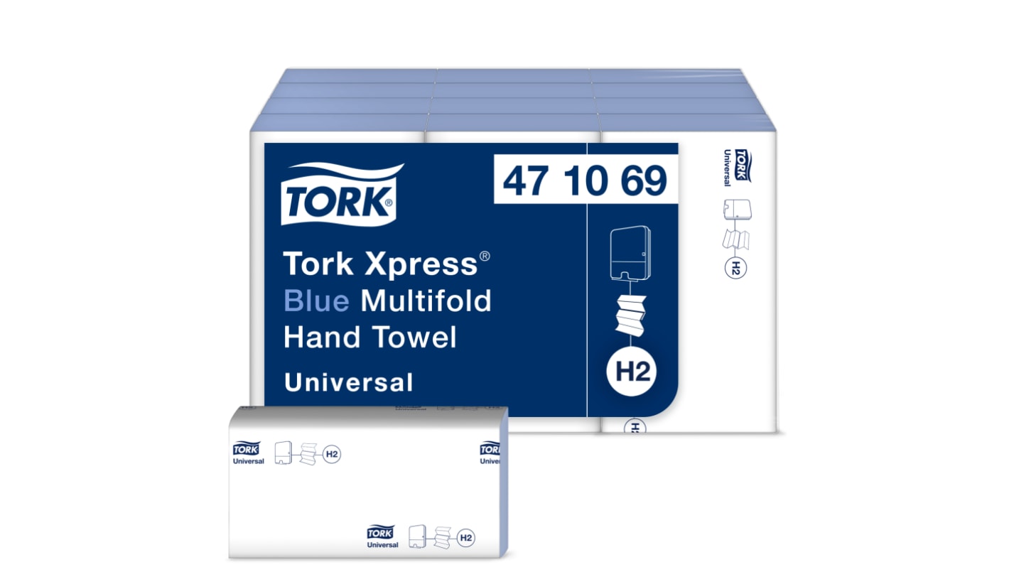 Tork Xpress Blue Multi-fold Hand Towel Universal Zfold Folded Blue Paper Towel, 81 x 213 (Folded)mm, 250 x 12 Sheets