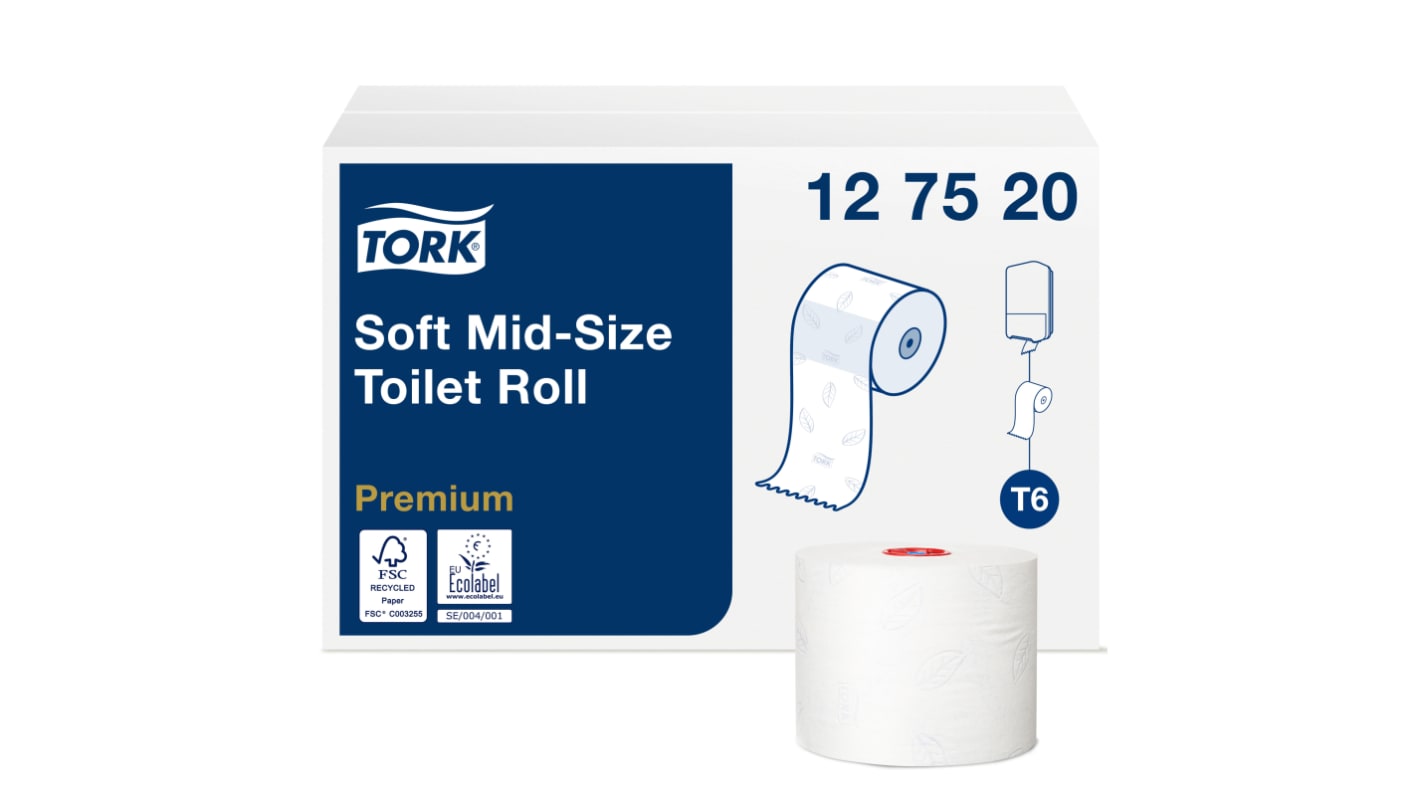 Carta igienica a 2 strati Tork Bianco Compact Mid Size Premium Misura media