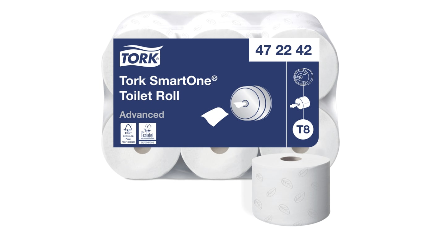 Tork Weiß Toilettenpapier, 2-lagig 1150-Blatt, 6 x Rollen SmartOne Advanced