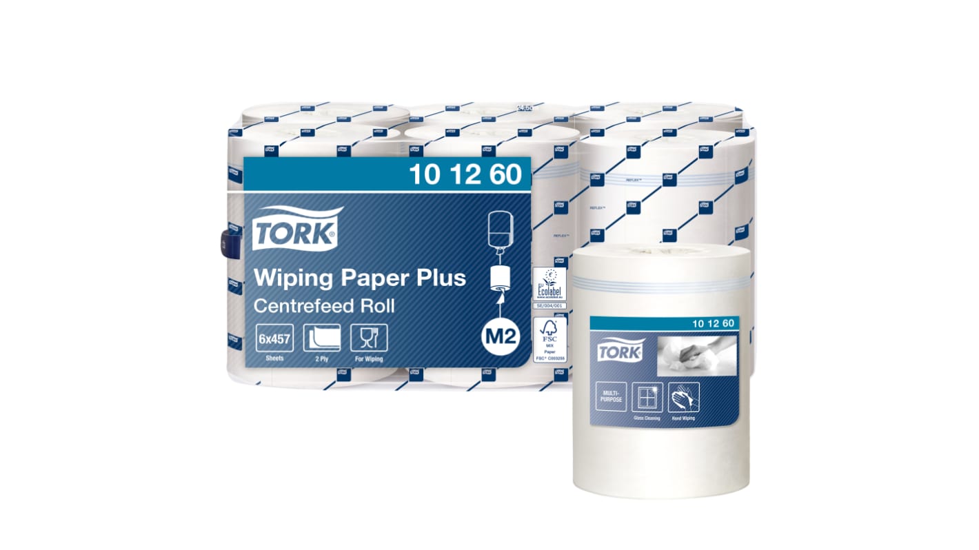 Tork Tork Wiping Paper Plus Rolled White Paper Towel, 160 m x 194 mm, 2-Ply