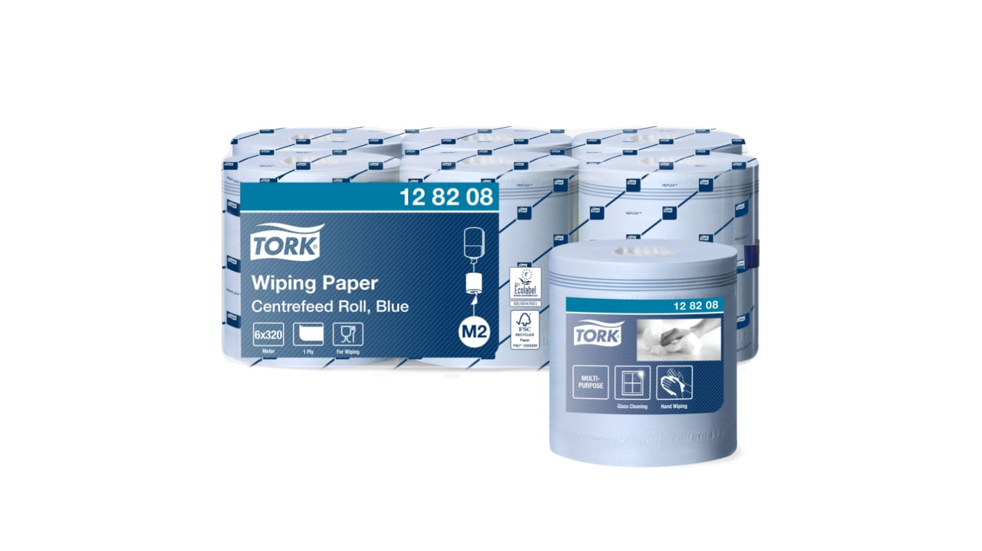 Toalla de Papel Tork Wiping Paper / Rollo Azul de 1 capa de 320 m x 200mm