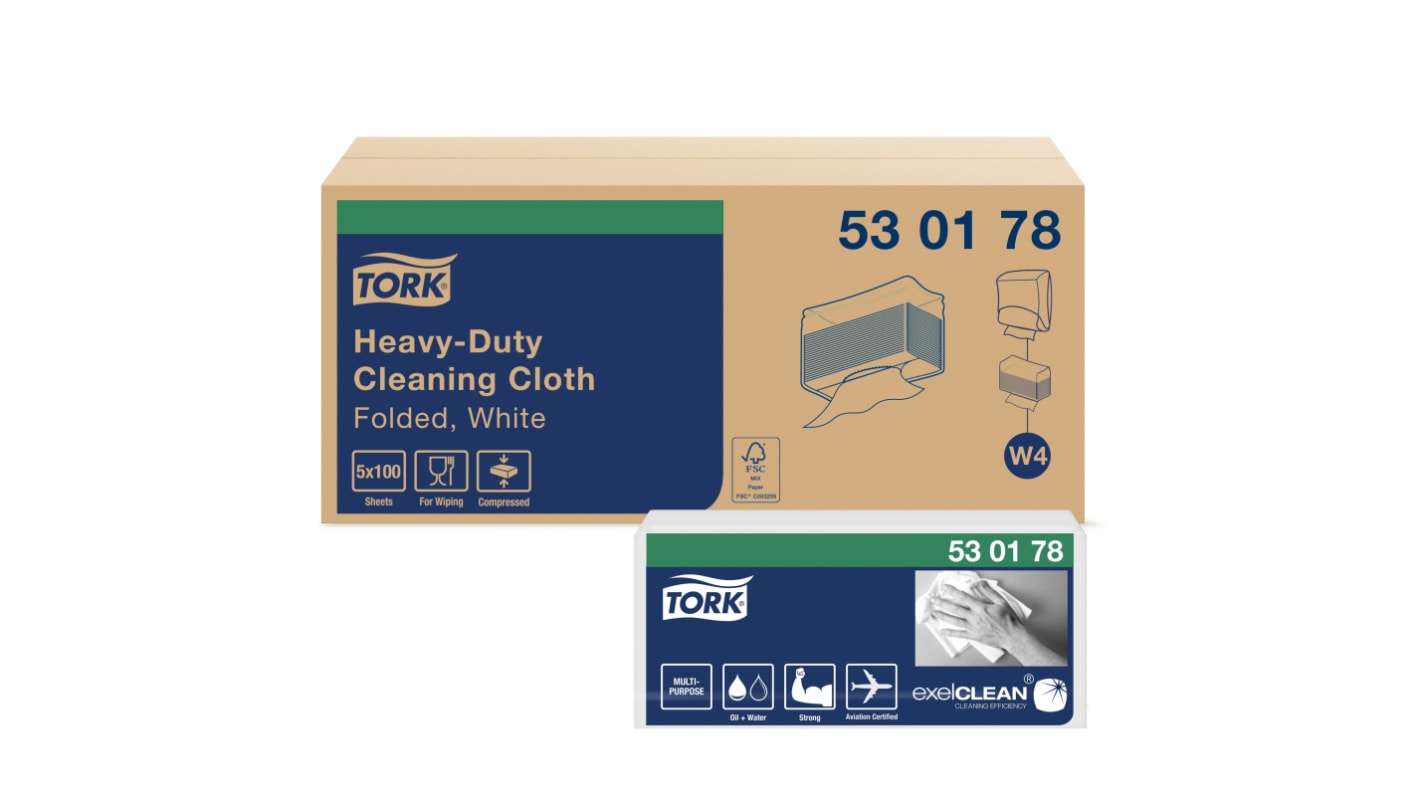 Tork Egyszeri használat Törlőkendők 100db/csomag, Fehér, használható: (Általános tisztítás)-hoz H-D Cleaning Cloth