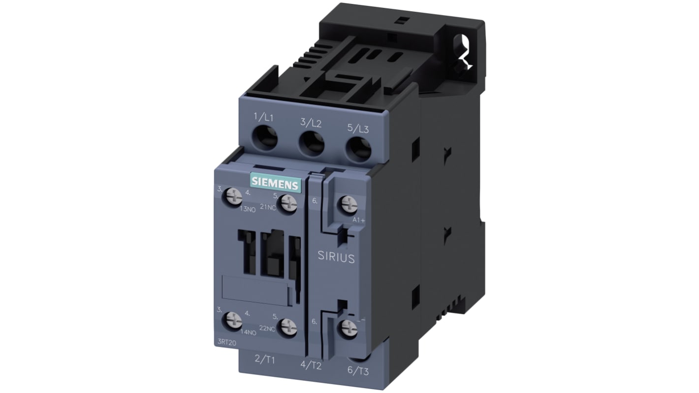 Siemens 3RT2 Overload Relay 1NO + 1NC, 14 A @ 480 V, 17 A @ 600 V F.L.C, 10 A @ 230 V (Auxiliary AC-15), 10 A @ 24 V