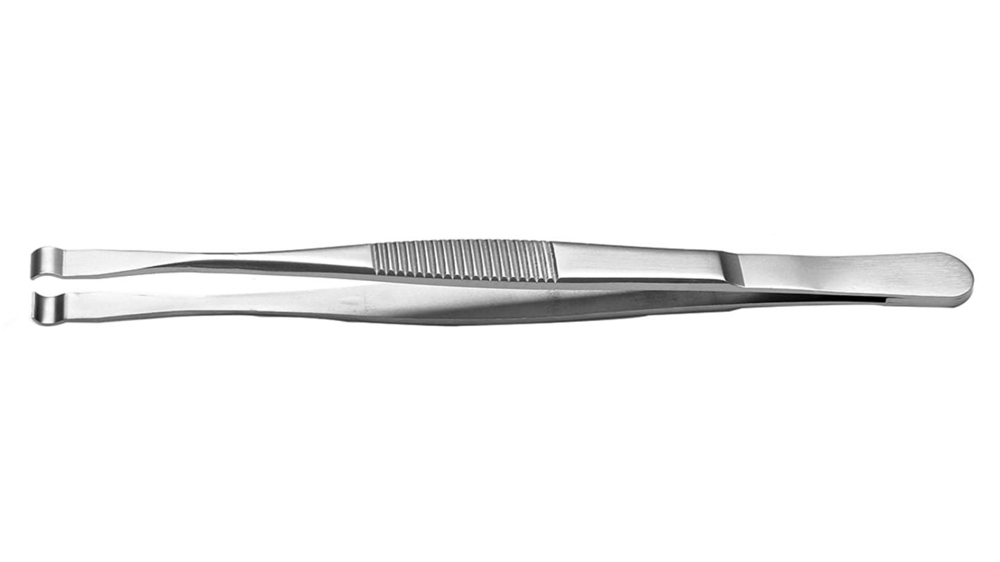 RS PRO 145 mm, Stainless Steel, Grooved; Cylindrical, Tweezers