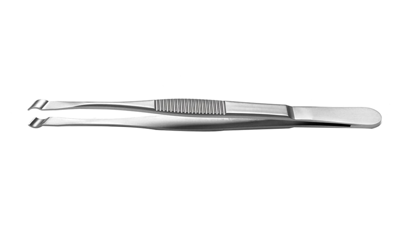 RS PRO 145 mm, Stainless Steel, Grooved; Cylindrical, Tweezers