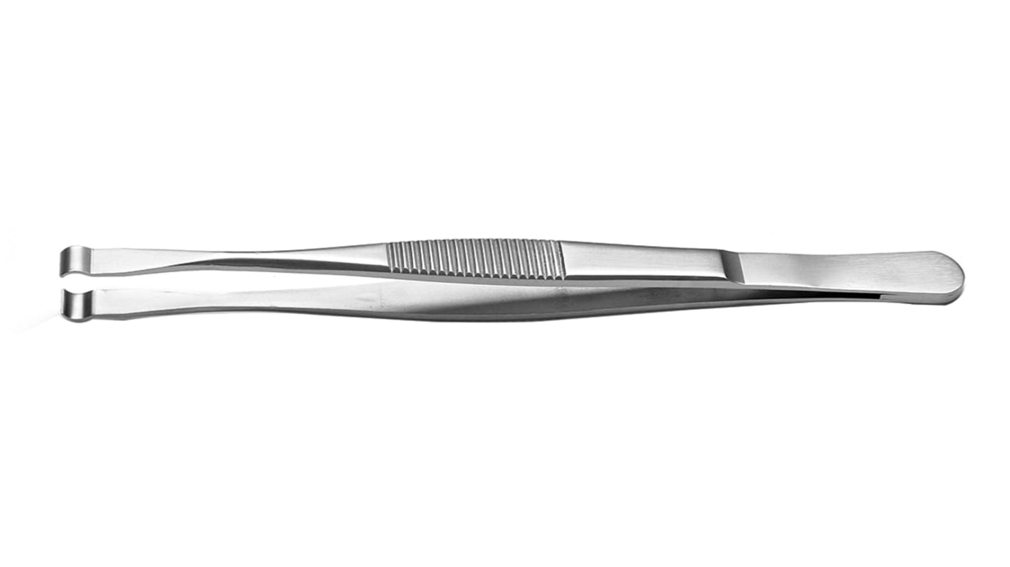 RS PRO 120 mm, Stainless Steel, Grooved; Cylindrical, Tweezers