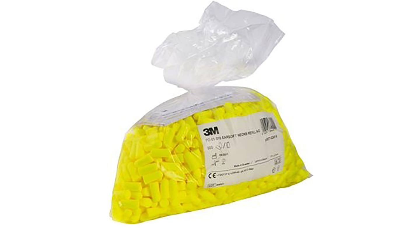 3M E.A.R Soft Yellow Neons Series Yellow Disposable Uncorded Ear Plugs, 34dB Rated, 500 Pairs