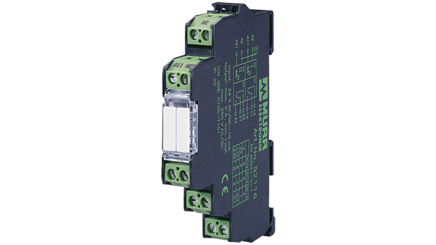 Murrelektronik Limited Interface Relay, DIN Rail Mount, 24V dc Coil, 2CO (SPDT), 2-Pole, 6A Load