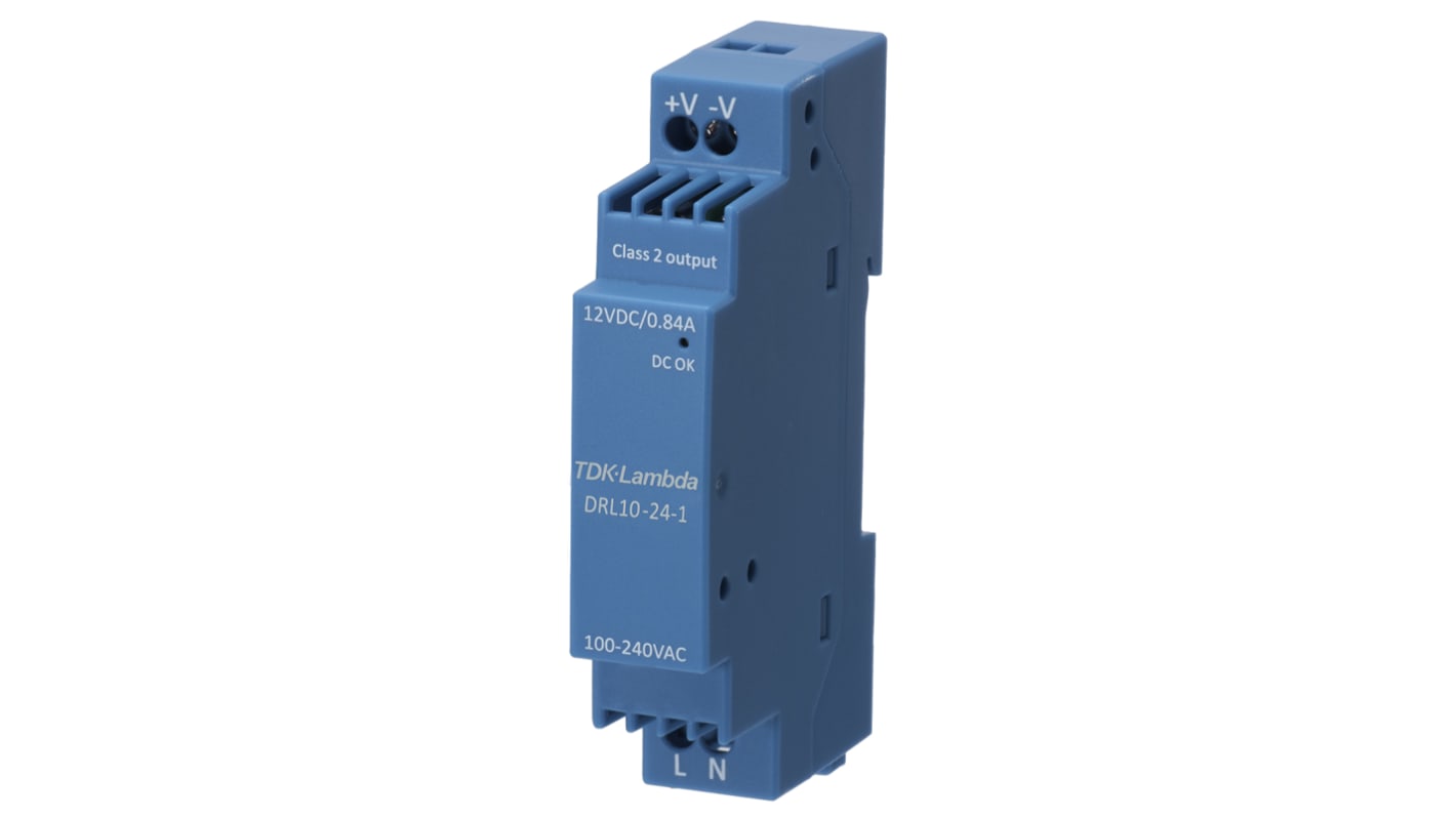 Zasilacz szyny DIN U wy 12V dc I wy 840mA U we 85 → 264V ac TDK-Lambda 10W impulsowy