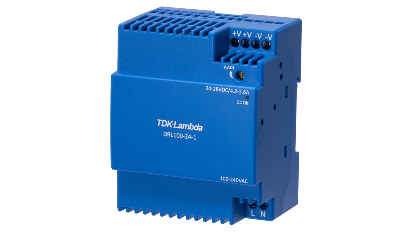 Fuente de alimentación de carril DIN TDK-Lambda DRL-100, 1 salida 24V dc 4.2A 100W