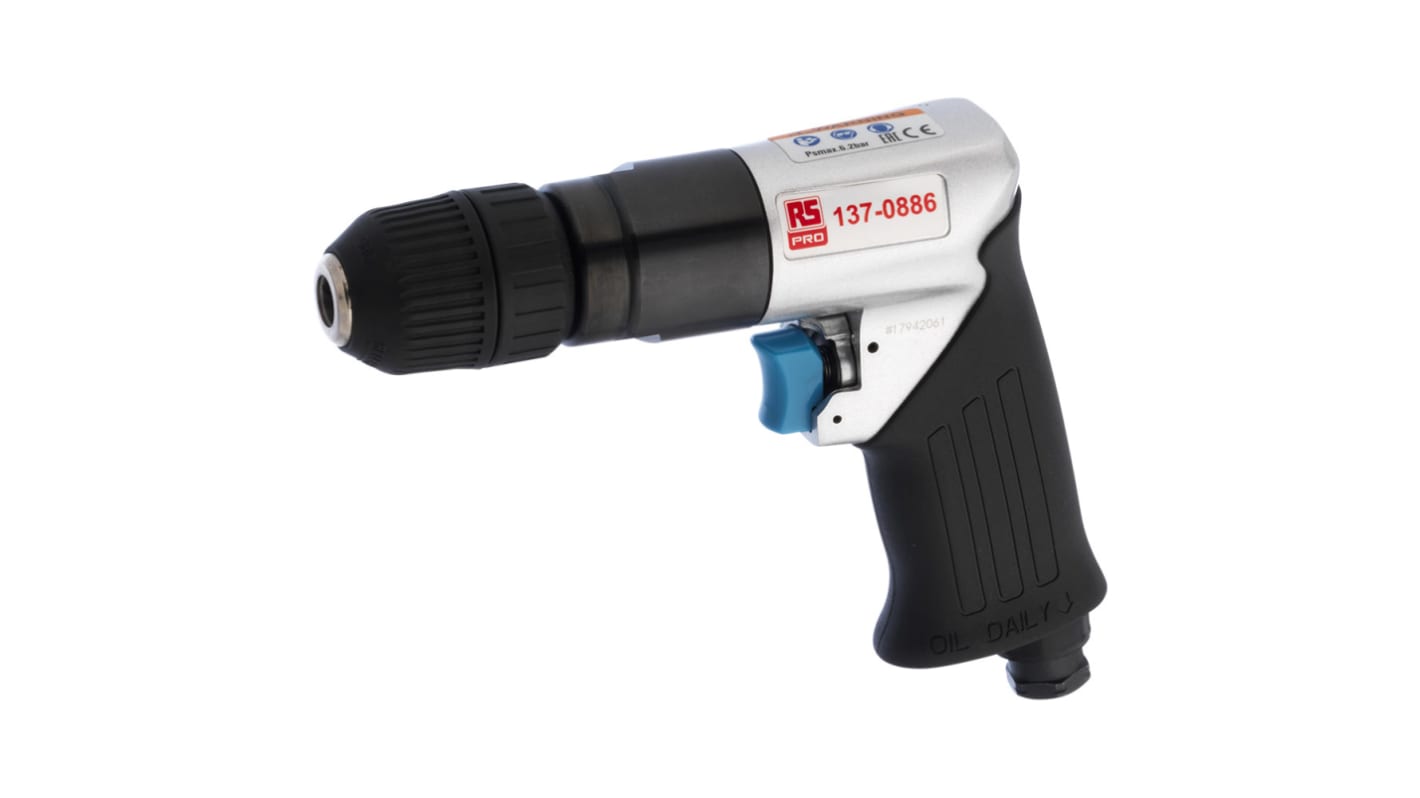 RS PRO Air Drill 10mm Reversible, 1/4in Air Inlet (BSP) , 1800 1/min