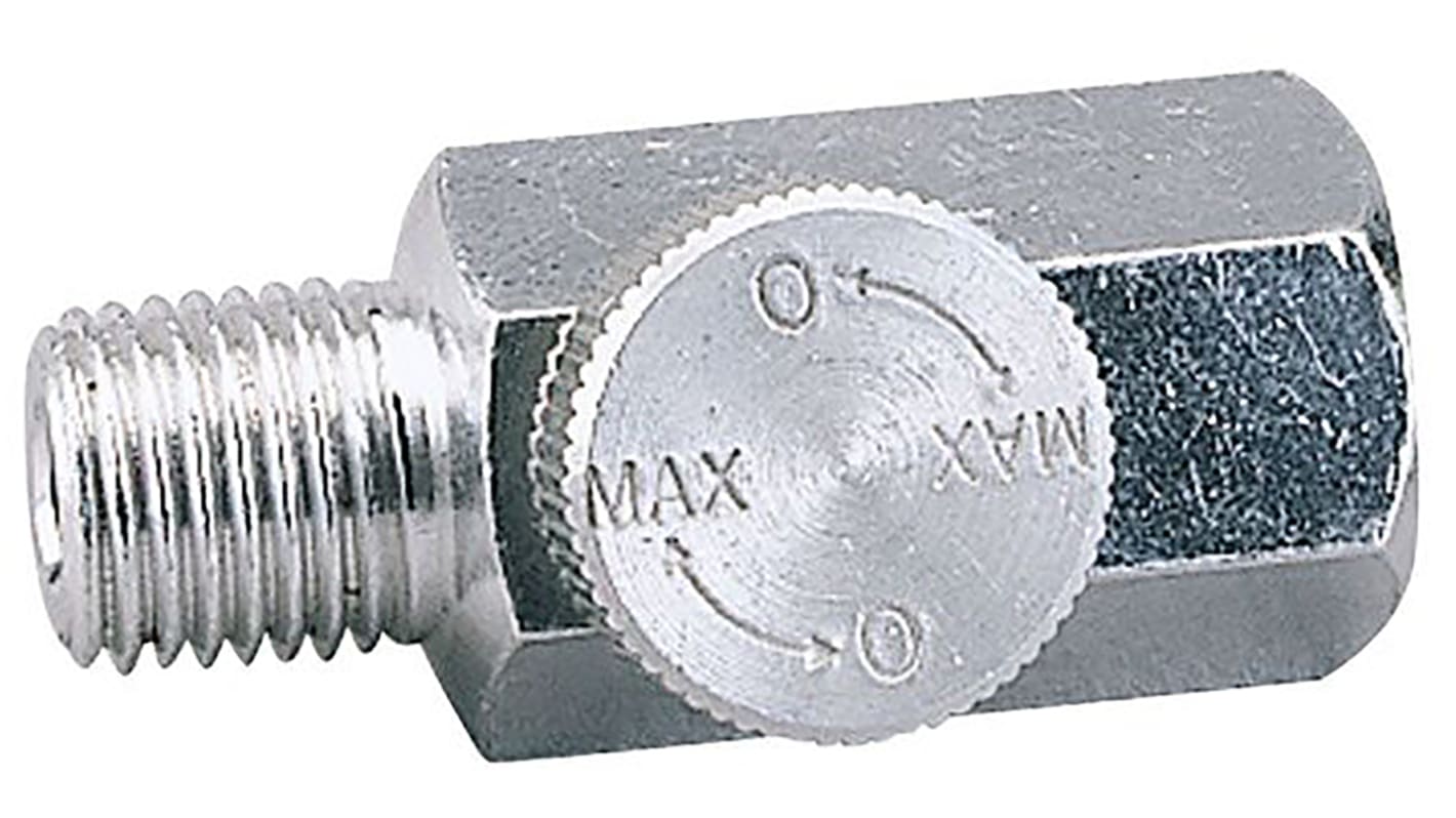 RS PRO Threaded Flow Regulator, 1/4 in Female Inlet Port x 1/4 in Male Outlet Port