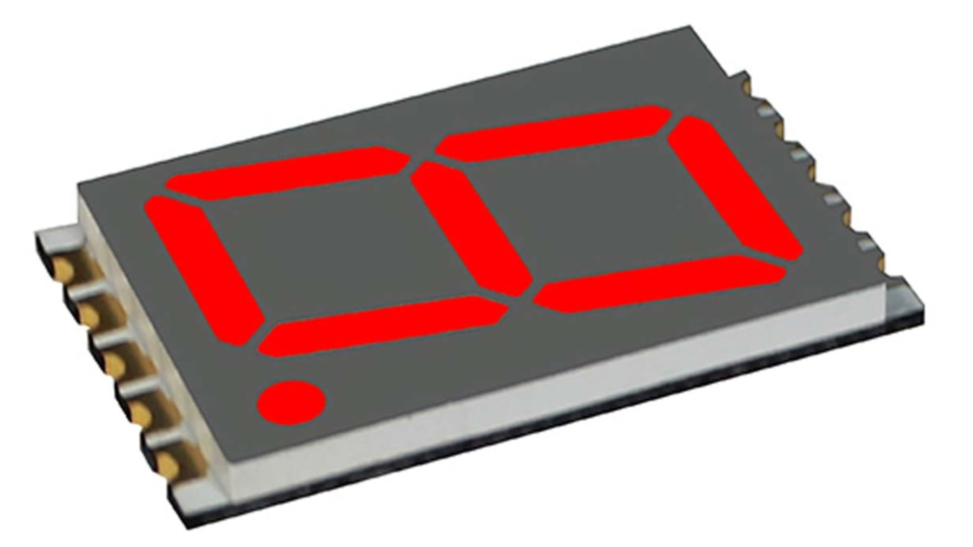 VCC DSM LED-Anzeige 7-Segment, Rot 629 nm Zeichenbreite 8.1mm Zeichenhöhe 14.2mm Oberflächenmontage