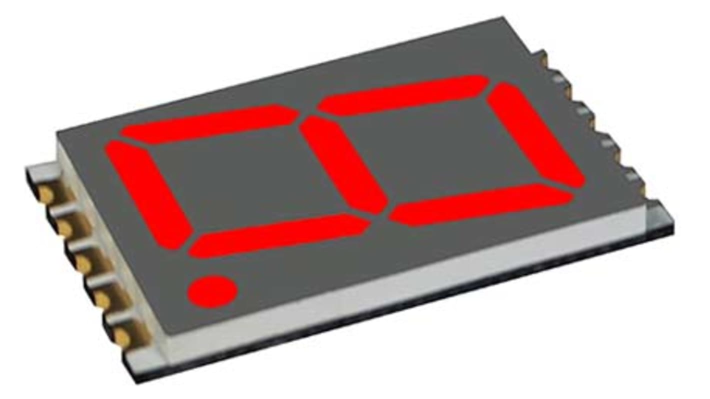 VCC DSM LED-Anzeige 7-Segment, Rot 629 nm Zeichenbreite 9.7mm Zeichenhöhe 17.8mm SMD