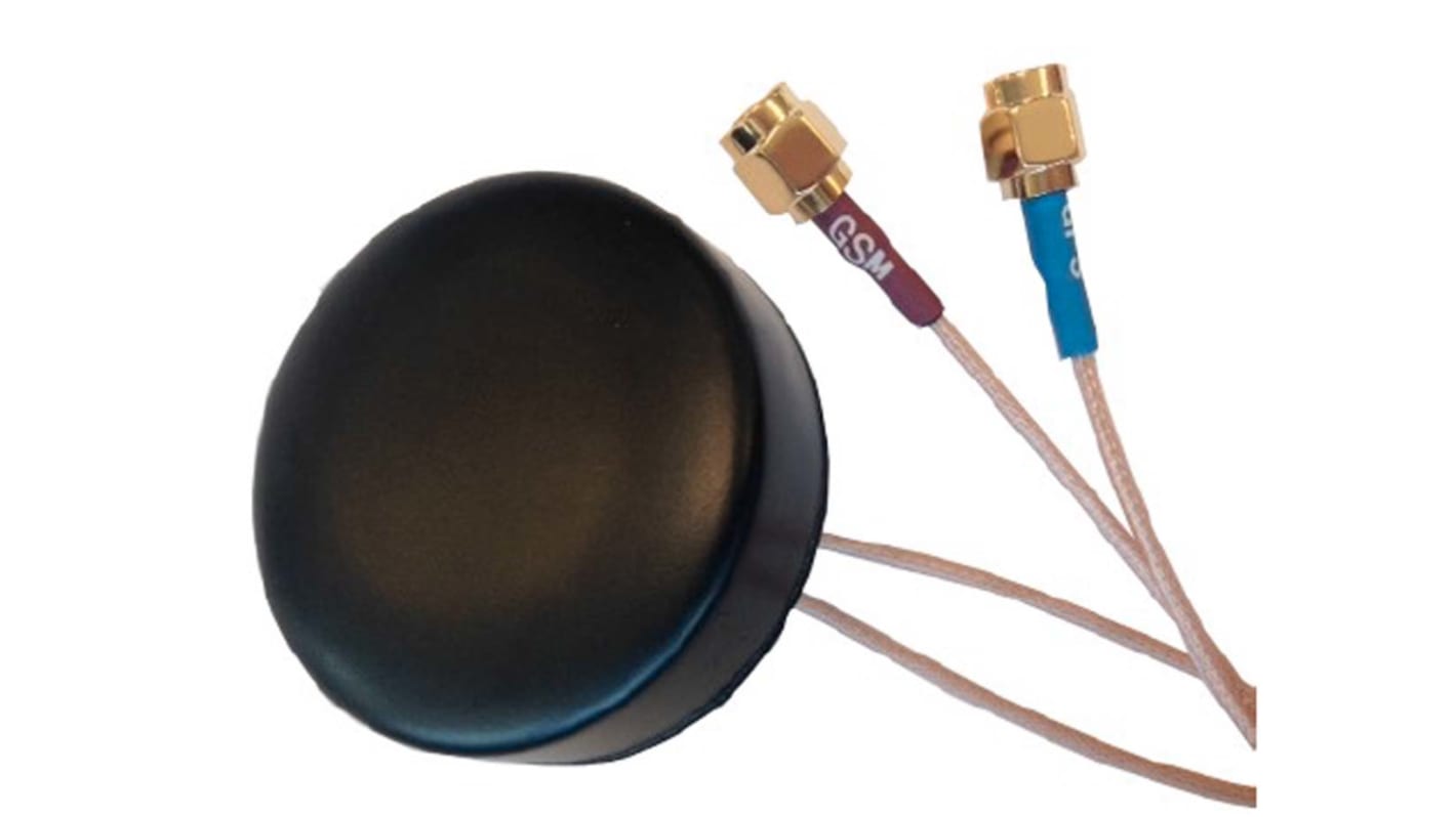 Mindenirányú RF Solutions Többsávos antenna Átvezető lyuk/csavaros ANT-GSMGPS-SMA Korong SMA 2dBi 2G (GSM/GPRS), 3G