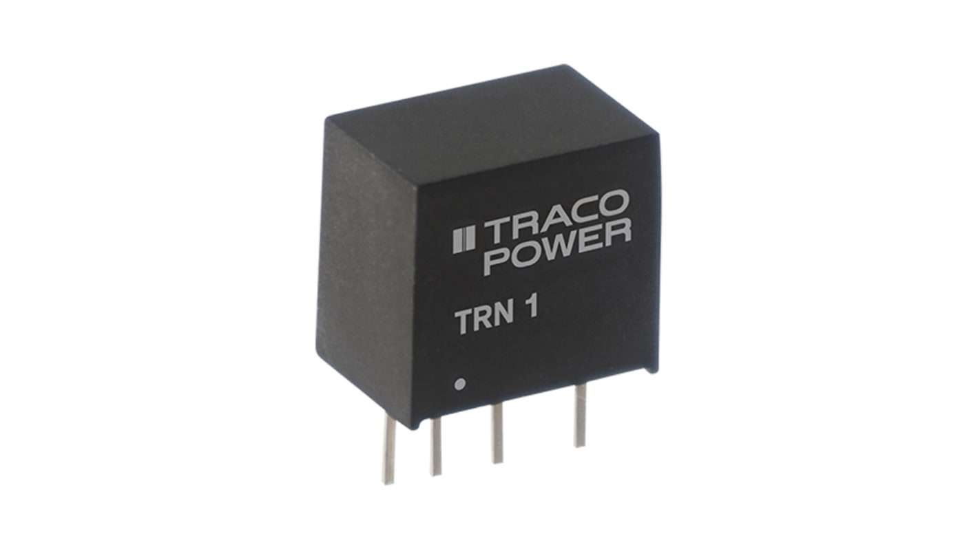 TRACOPOWER TRN 1 DC-DC Converter, 5V dc/ 200mA Output, 32 V dc Input, 1W, Through Hole, +90°C Max Temp -40°C Min Temp