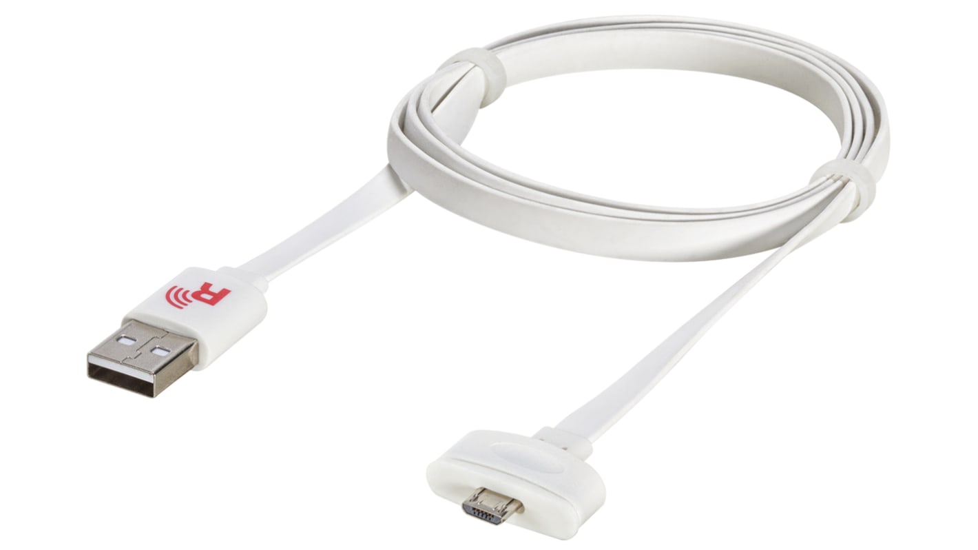 Câble USB Rosenberger USB A vers Micro-USB B, 1m, Blanc