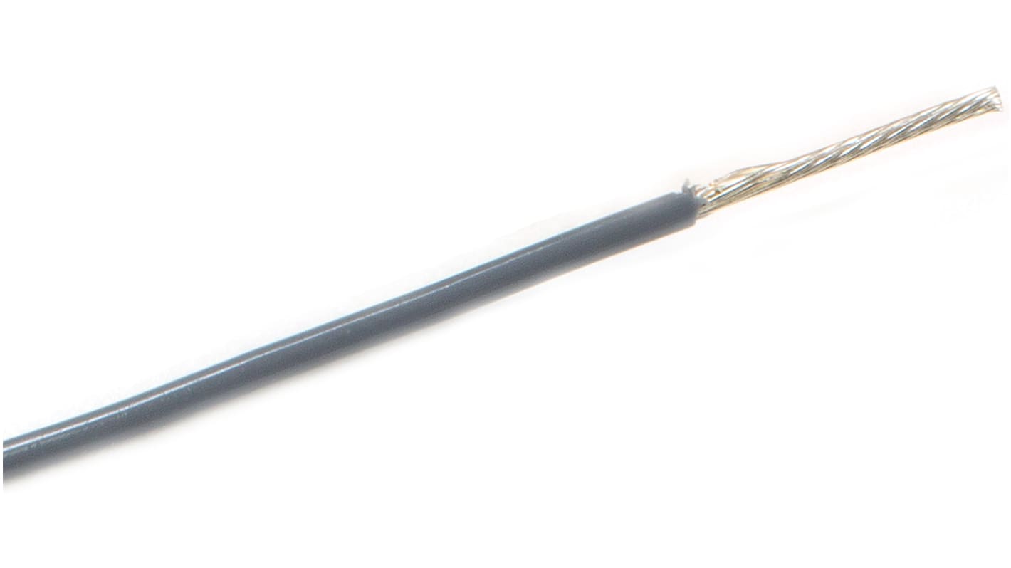 Alpha Wire ThermoThin Series Grey 0.15 mm² High Temperature Wire, 26 AWG, 19/38, 30m, Fluoropolymer Insulation