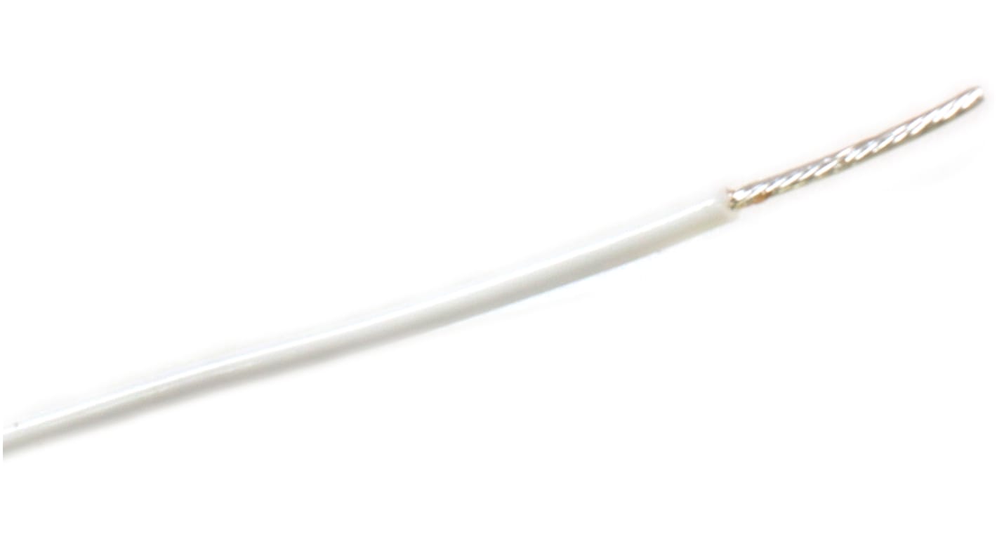 Alpha Wire ThermoThin Series White 0.15 mm² High Temperature Wire, 26 AWG, 19/38, 30m, Fluoropolymer Insulation