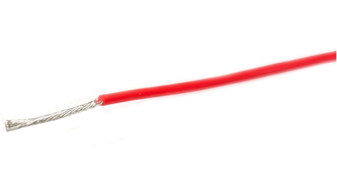 Alpha Wire ThermoThin Series Red 0.38 mm² High Temperature Wire, 22 AWG, 19/34, 305m, Fluoropolymer Insulation