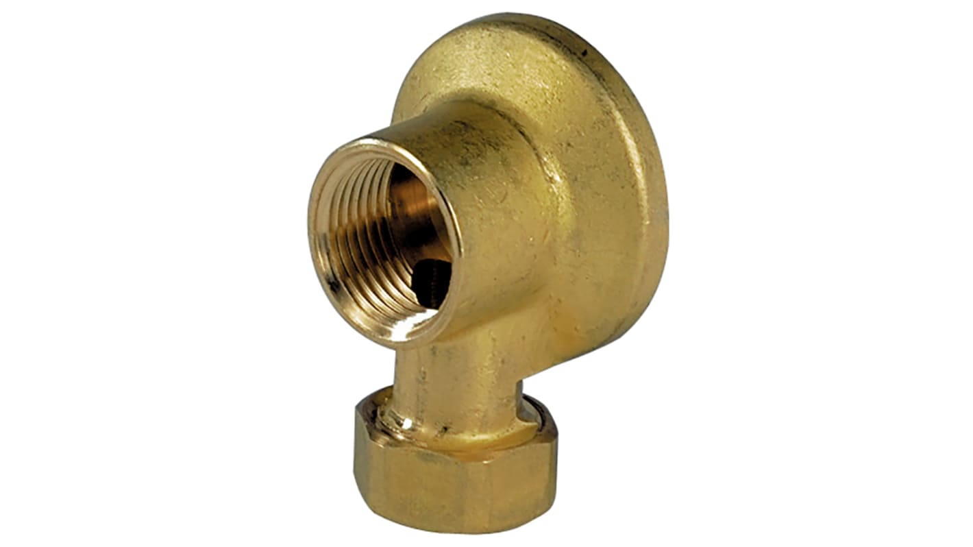 Sferaco Brass Pipe Fitting, Elbow Threaded Wall Tap Connection with Nut, Female 1/2in to Male 1/2in