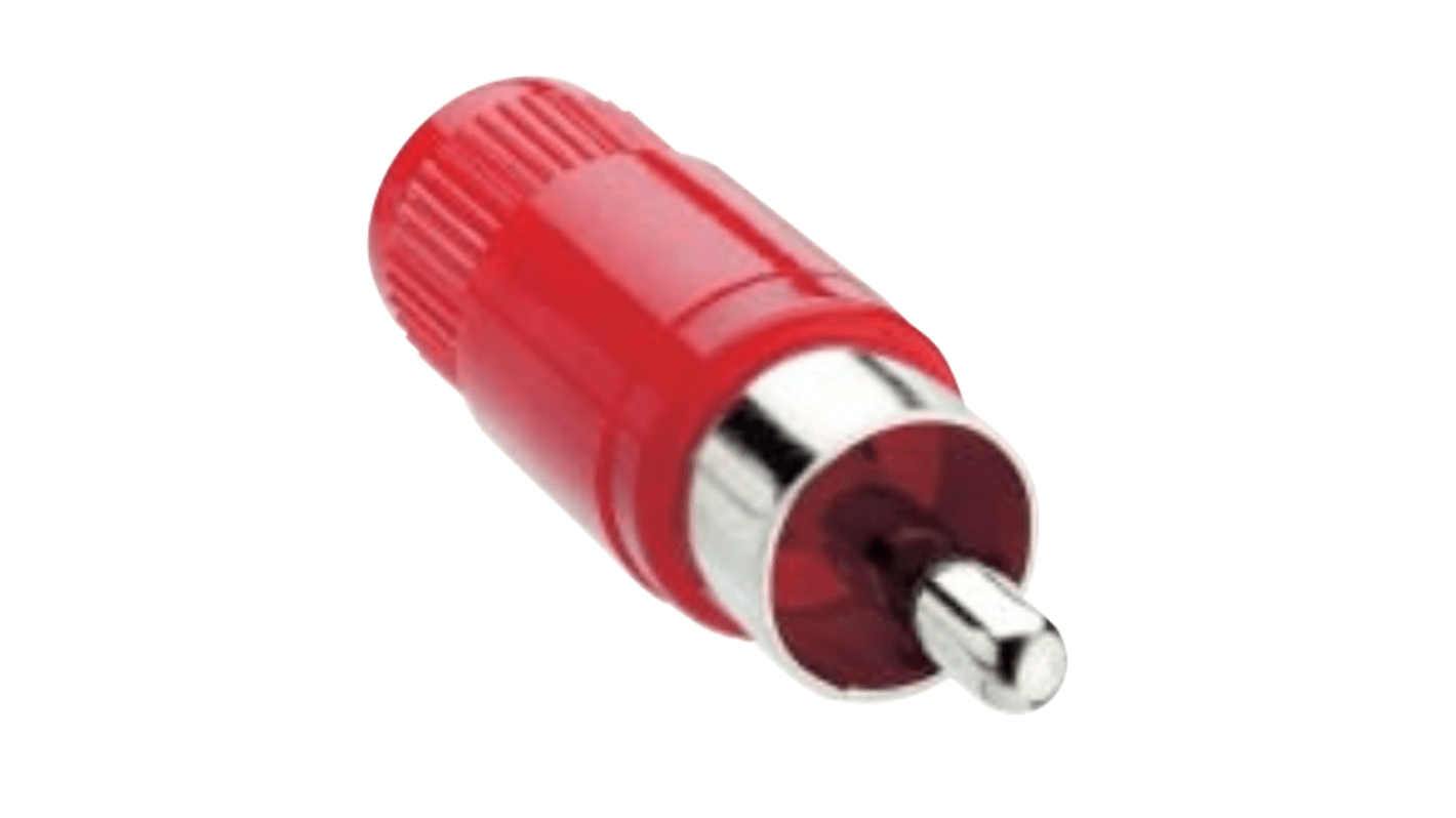 Conector RCA Macho Lumberg, 2A, color Rojo, Montaje de Cable