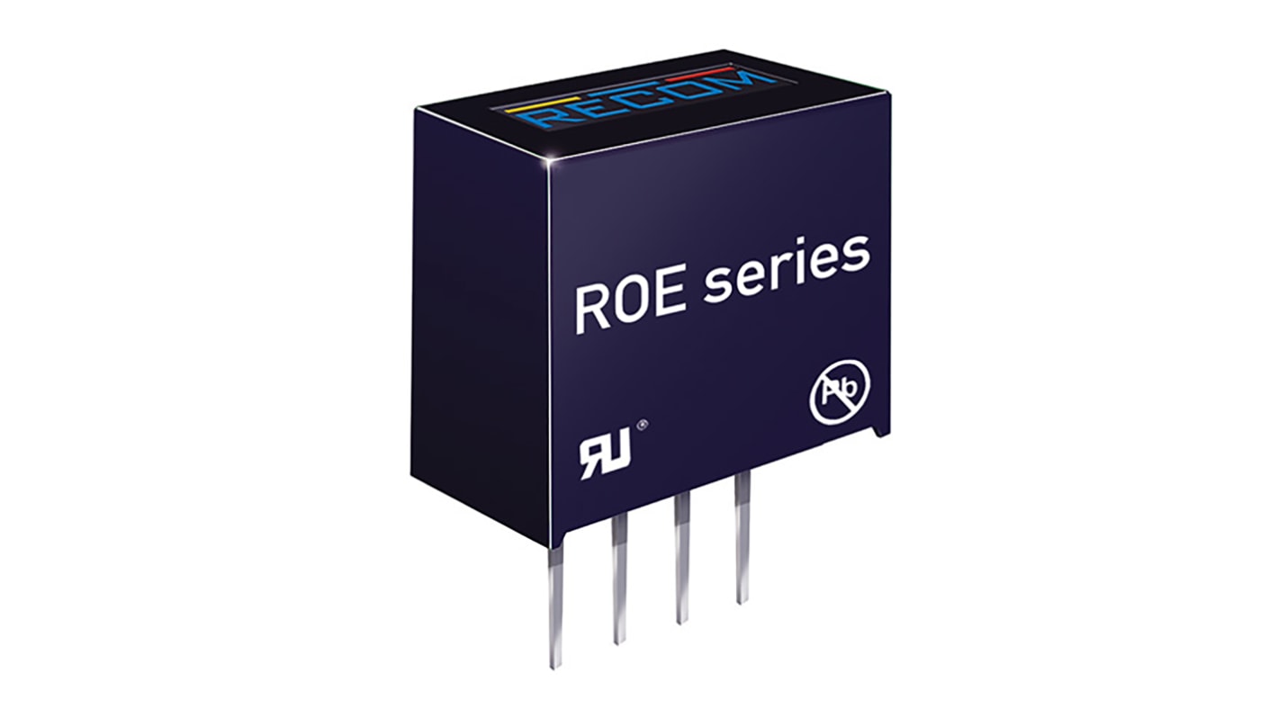 Recom ROE DC/DC-Wandler 1W 5 V dc IN, 12V dc OUT / 84mA Durchsteckmontage 1kV dc isoliert