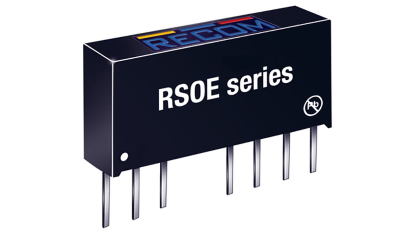 Recom RSOE DC-DC Converter, 5V dc/ 200mA Output, 18 → 36 V dc Input, 1W, Through Hole, +80°C Max Temp -40°C Min