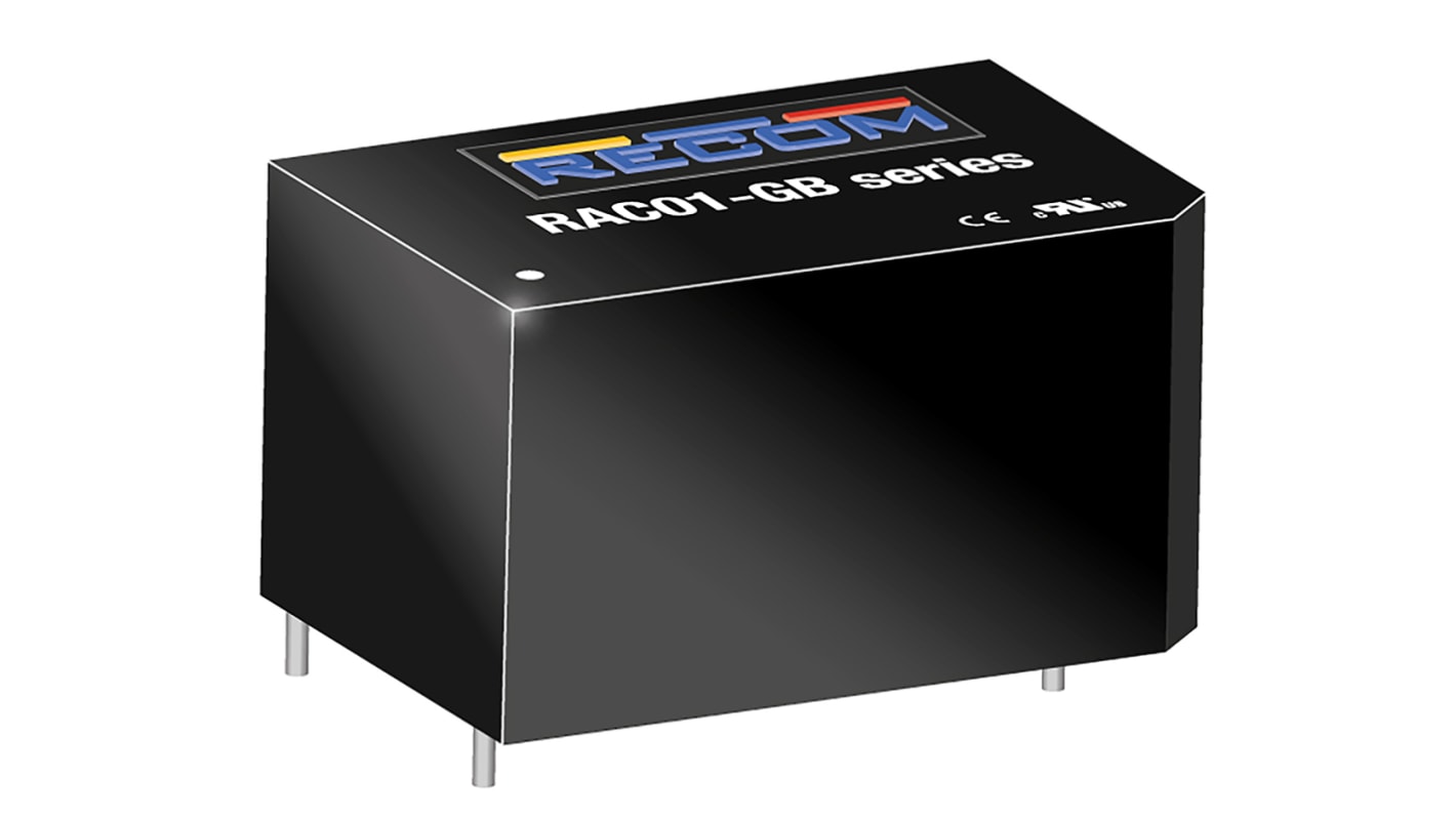 Recom Kapcsolóüzemű tápegység 1 kimenet 1W, 5V dc, 200mA NYÁK-lapra szerelhető RAC01-GB