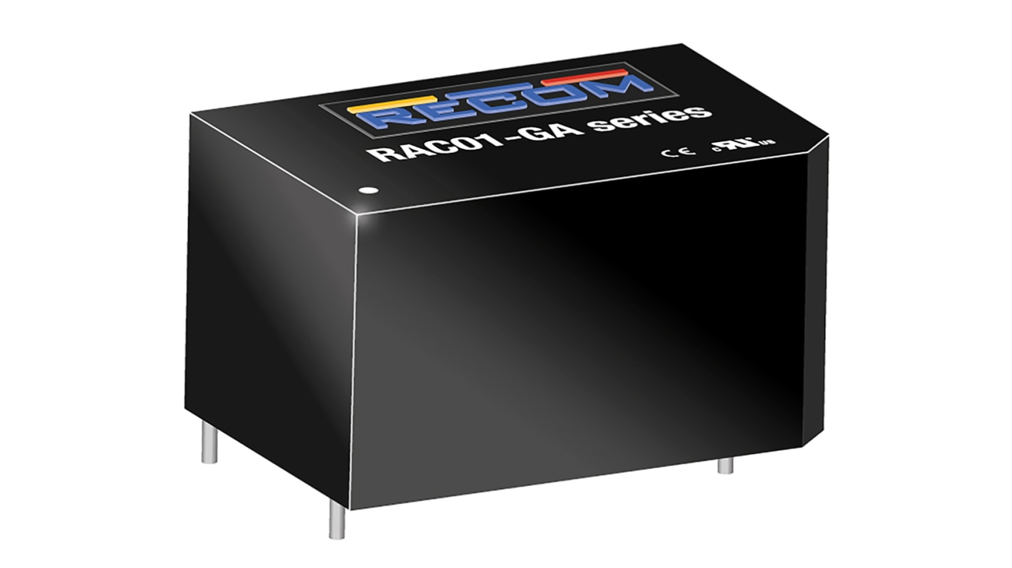 Recom スイッチング電源 12V dc 83mA 1W RAC01-12SGA