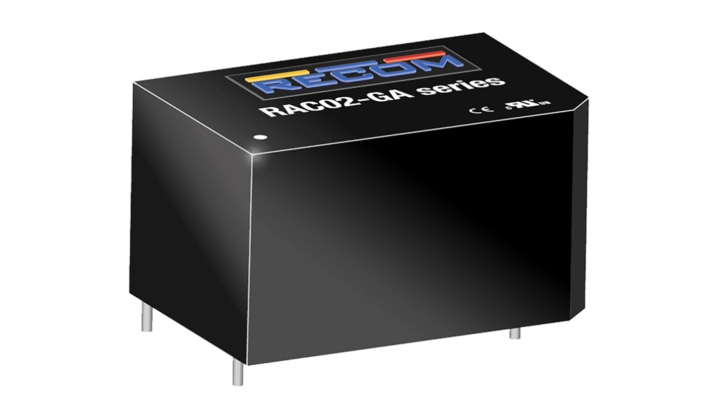 Recom Switching Power Supply, RAC02-12SGA, 12V dc, 167mA, 2W, 1 Output, 100 → 240V ac Input Voltage