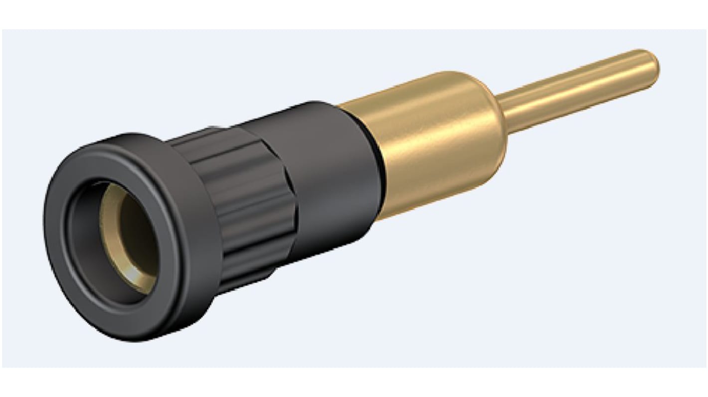 Staubli Black Female Banana Socket, 4 mm Connector, Press Fit Termination, 25A, 30 V, 60V dc, Gold Plating