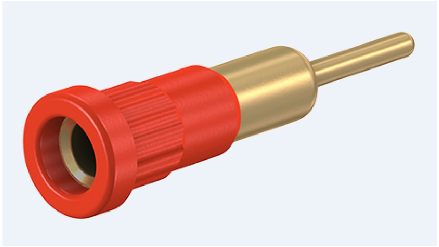 Staubli Red Female Banana Socket, 4 mm Connector, Press Fit Termination, 25A, 30 V, 60V dc, Gold Plating