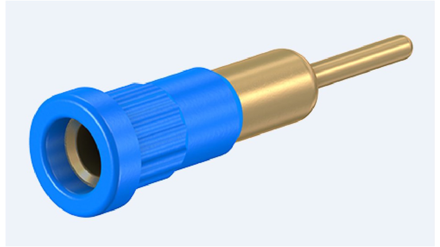 Staubli Blue Female Banana Socket, 4 mm Connector, Press Fit Termination, 25A, 30 V, 60V dc, Gold Plating