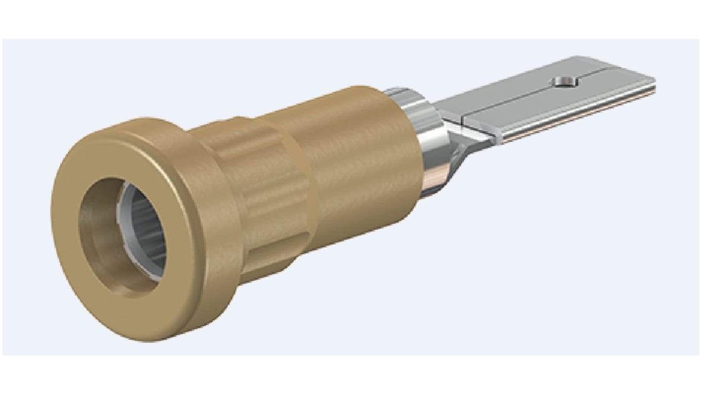 Staubli Brown Female Banana Plug, Press Fit Termination, 25A, 30 V, 60 V dc, Nickel Plating