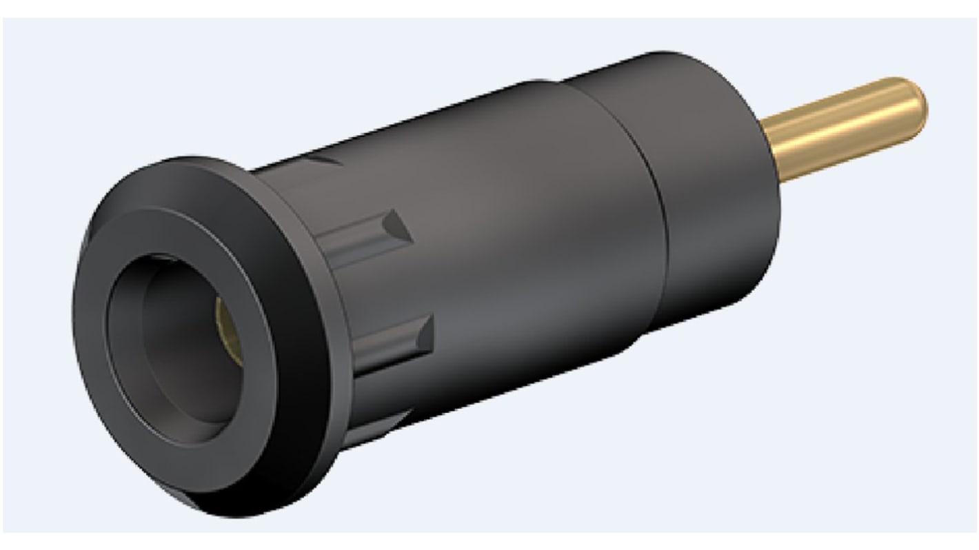 Stäubli 2mm Bananenbuchse Schwarz, Kontakt vergoldet, 600V / 10A Press Fit