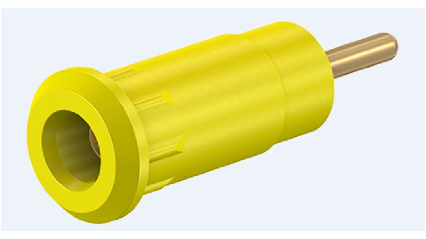 Conector banana hembra Hembra, 10A, 600V, Contacto Oro, Amarillo