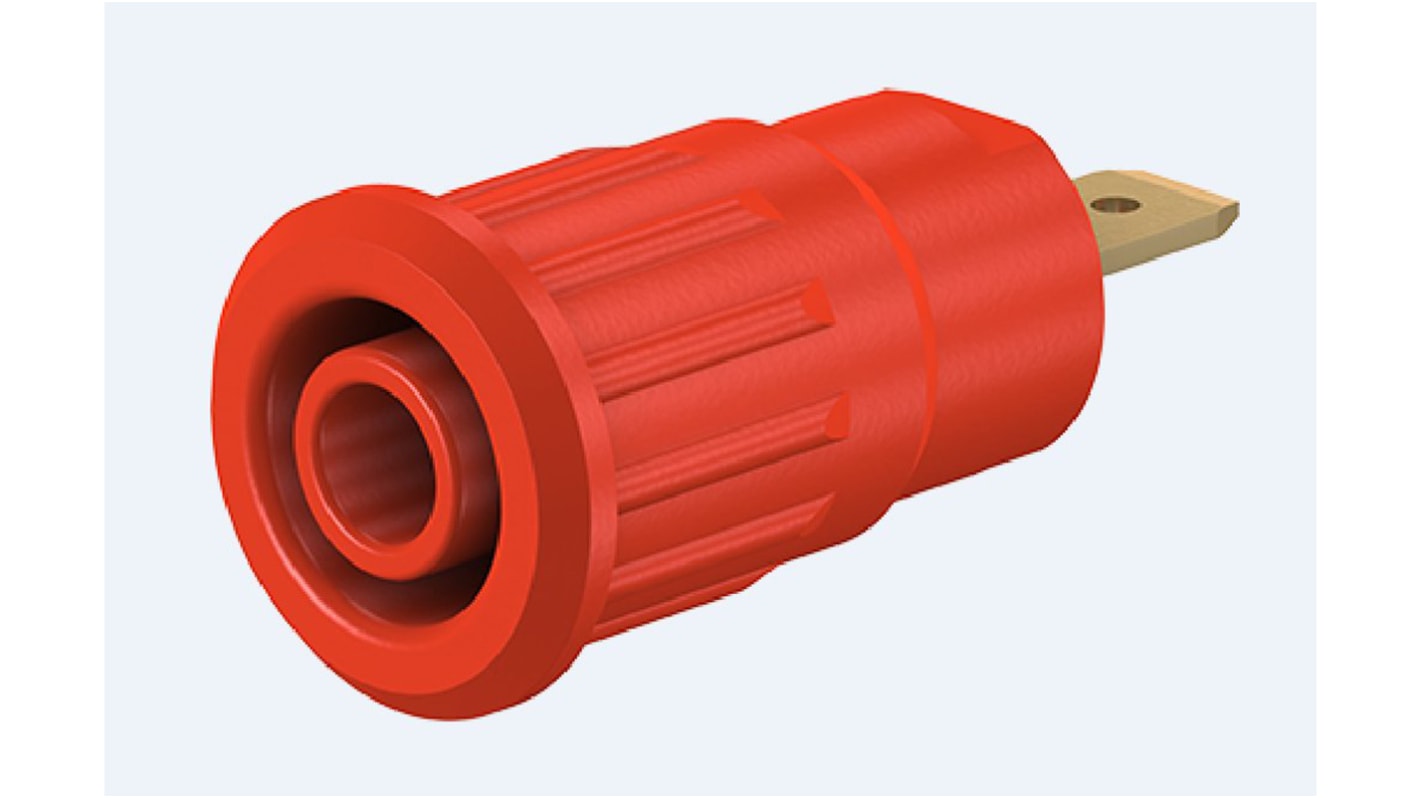 Conector banana hembra Hembra, 24A, 1000V, Contacto Oro, Rojo