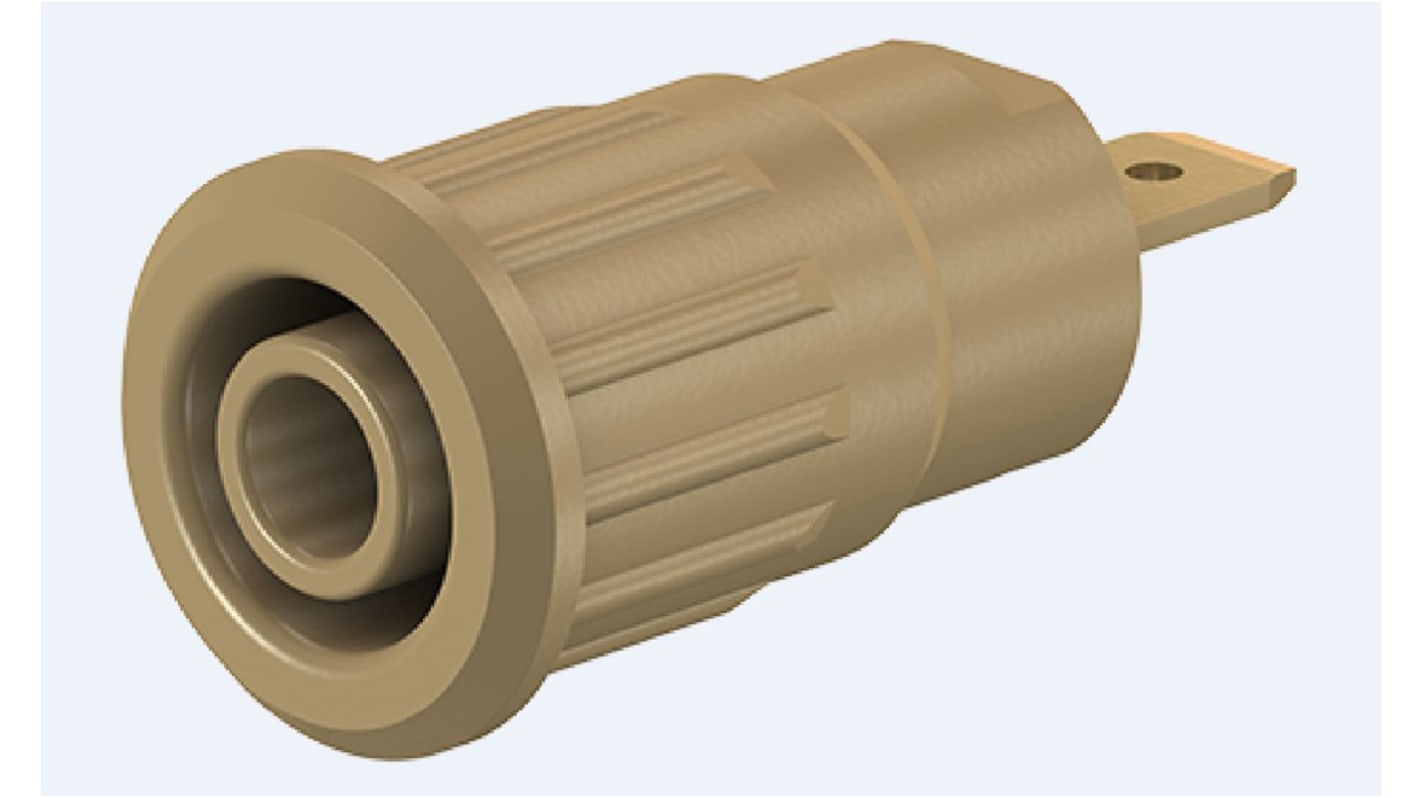 Staubli Brown Female Banana Socket, 4 mm Connector, Press Fit Termination, 24A, 1000V, Gold Plating