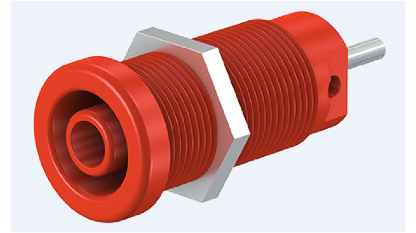 Staubli Red Female Banana Socket, 4 mm Connector, Screw Termination, 24A, 1000V, Nickel Plating