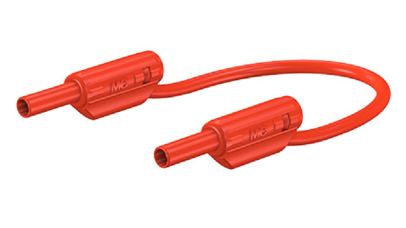 Staubli Messleitung 2 mm Stecker / Stecker, Rot PVC-isoliert 1m, 600V / 10A CAT II 600V