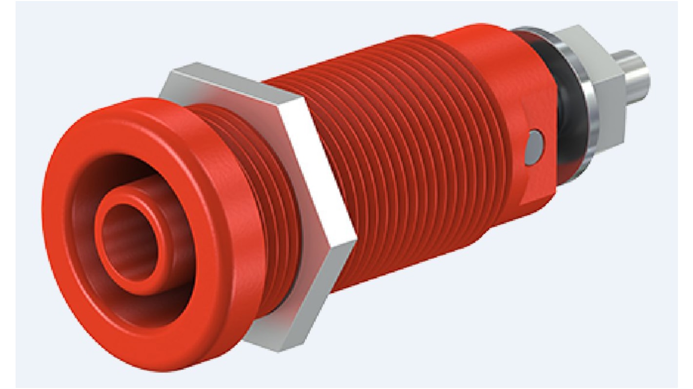 Stäubli 4 mm Bananenbuchse Rot, Kontakt vernickelt, 1000V / 20A, Schraubanschluss