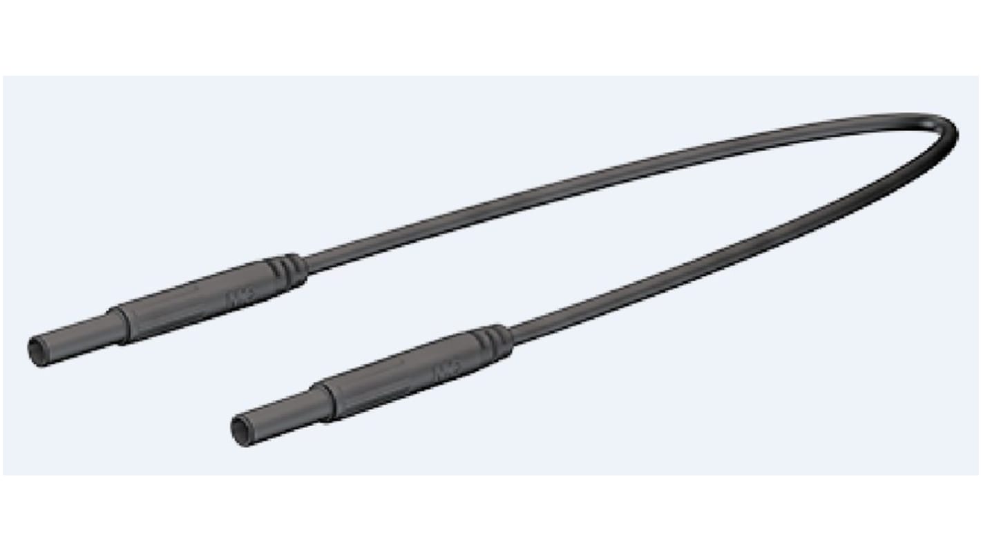 Staubli Messleitung 2 mm Stecker / Stecker, Schwarz Silikon-isoliert 1m, 600V / 10A CAT III 600V