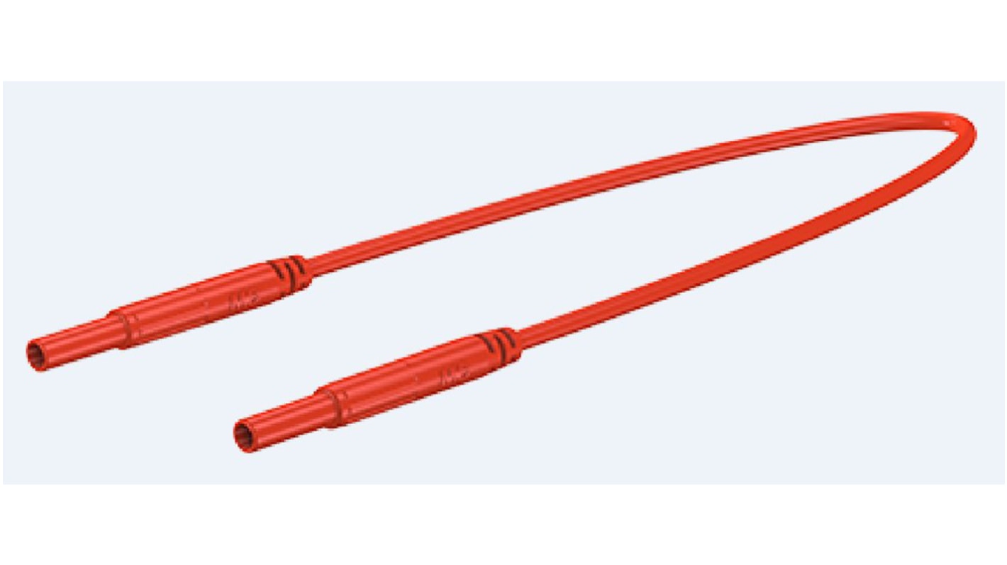 Staubli Messleitung Stecker / Stecker, Rot Silikon-isoliert 1m, 600V / 10A CAT III 600V