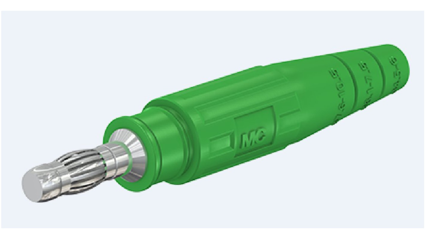 Multi Contact Green Male Banana Plug, Crimp Termination, 100A, 600V, Silver Plating